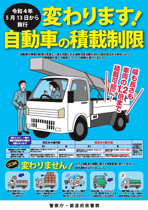 自動車の積載制限変更について