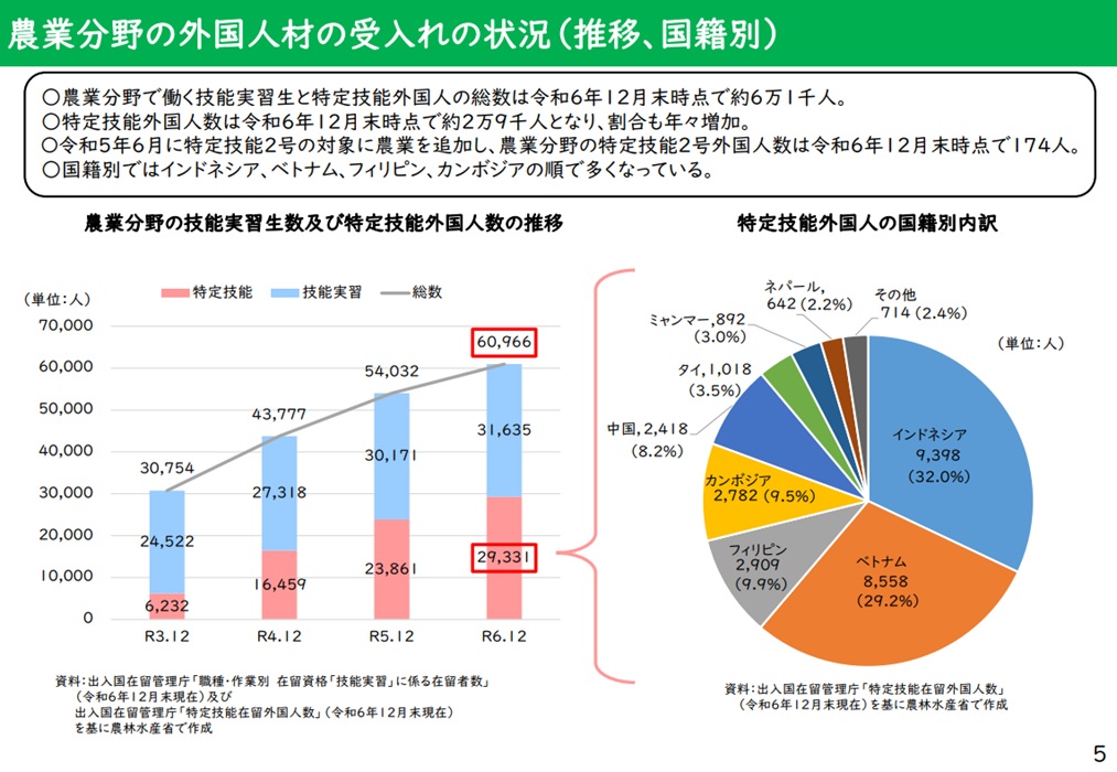 農業分野における外国人材の受入れ状況