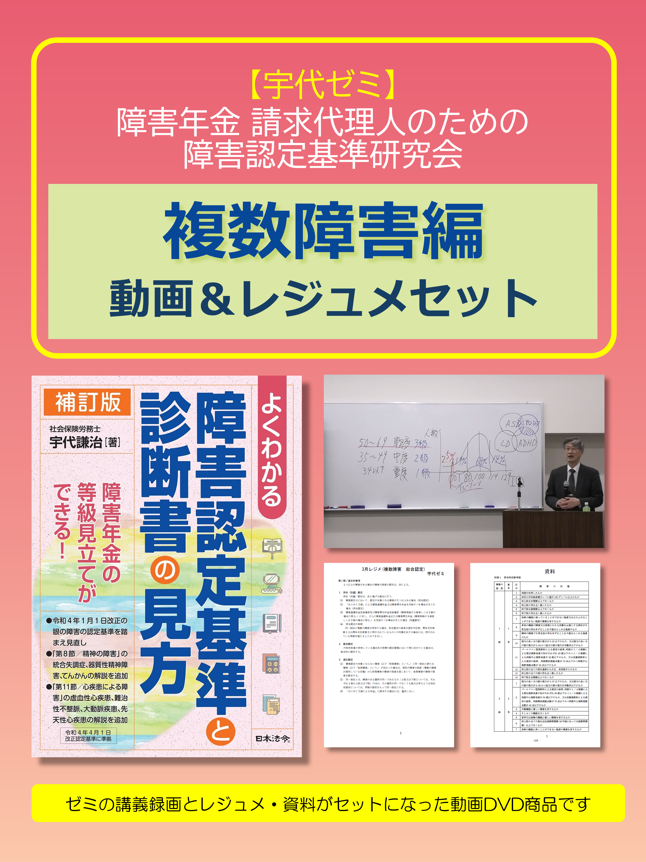 【宇代ゼミ】障害年金 請求代理人のための障害認定基準研究会 テーマ別動画&レジュメセット〔複数障害編〕の画像