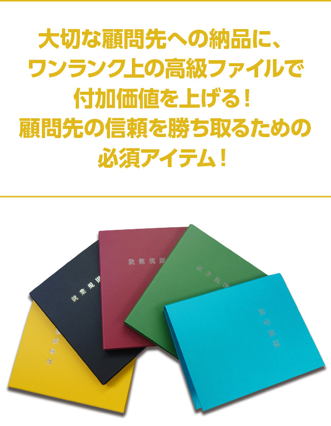大切な顧問先への納品に、ワンランク上の高級ファイルで付加価値を上げる！顧問先の信頼を勝ち取るための必須アイテム！