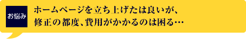 ホームページを立ち上げたは良いが、修正の都度、費用がかかるのは困る・・・