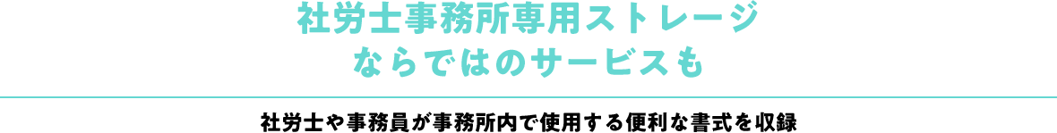 社労士事務所専用ストレージならではのサービスも